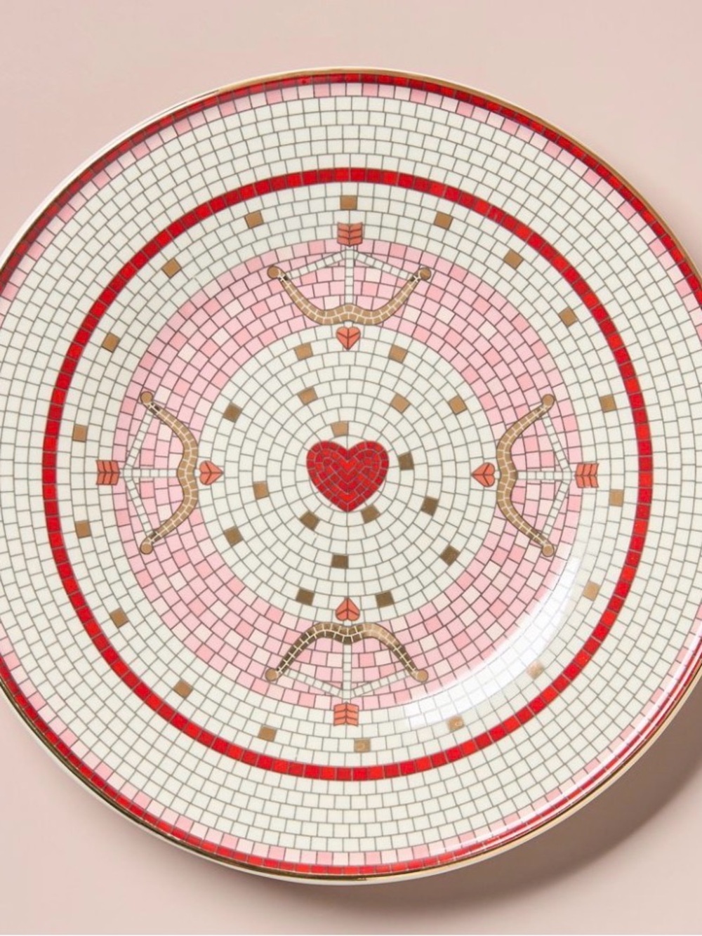 Anthropologie bistro tile plate 1 pcs Heart Mosaic 24k gold